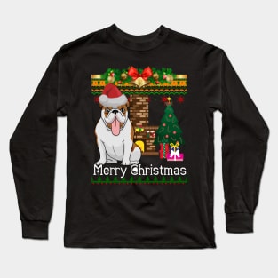 Ugly Christmas Sweater BULLDOG TShirt Funny Dog Long Sleeve T-Shirt